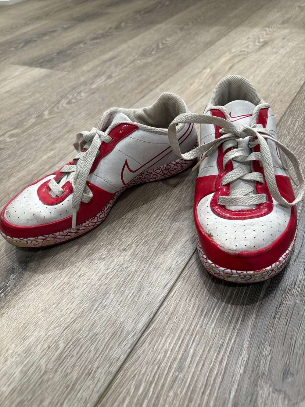 Nike Valentines Sneakers with Red Trim and heart Graphic